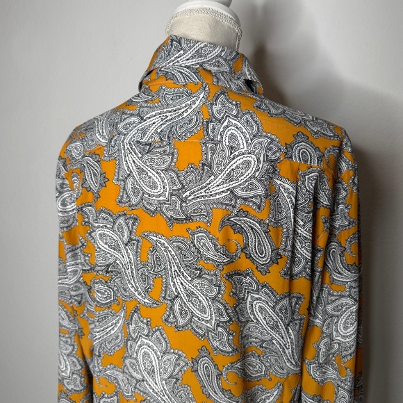 Robert Graham Silk Blend Paisley Button Down Shirt Mustard Black White Size L - Picture 6 of 9